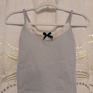 Elegant Gray Lace Trim Cami Top